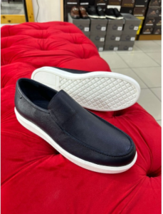 NAVY BLUE LEATHER CUPSOLE SNEAKERS